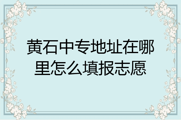 黄石中专地址在哪里怎么填报志愿