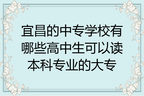 宜昌的中专学校有哪些高中生可以读本科专业的大专