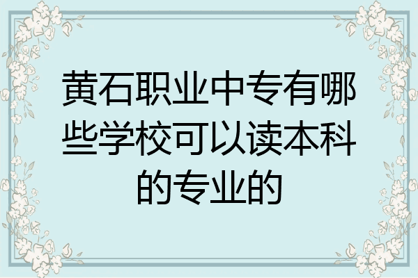 黄石职业中专有哪些学校可以读本科的专业的
