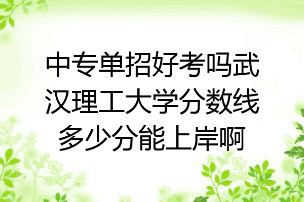 中专单招好考吗武汉理工大学分数线多少分能上岸啊
