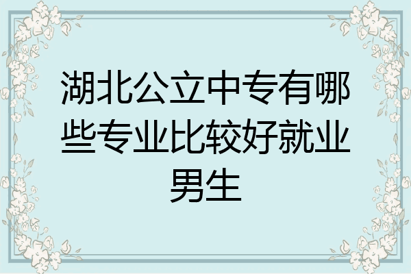 湖北公立中专有哪些专业比较好就业男生