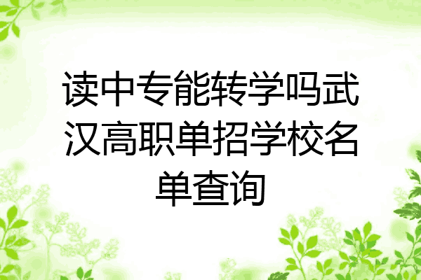 读中专能转学吗武汉高职单招学校名单查询