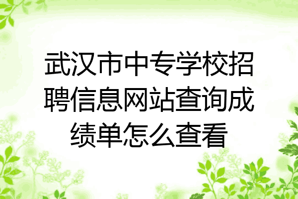 武汉市中专学校招聘信息网站查询成绩单怎么查看