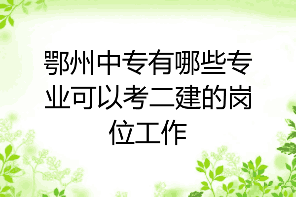 鄂州中专有哪些专业可以考二建的岗位工作