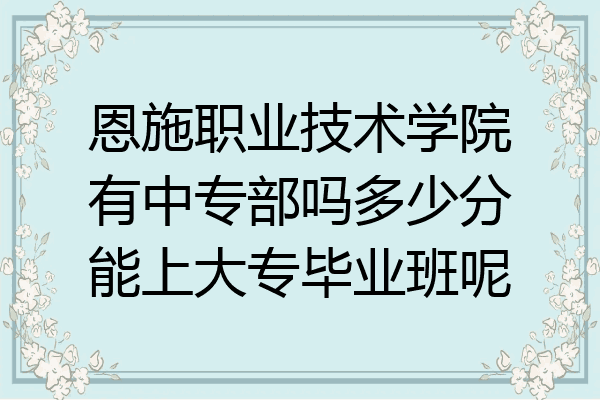 恩施职业技术学院有中专部吗多少分能上大专毕业班呢