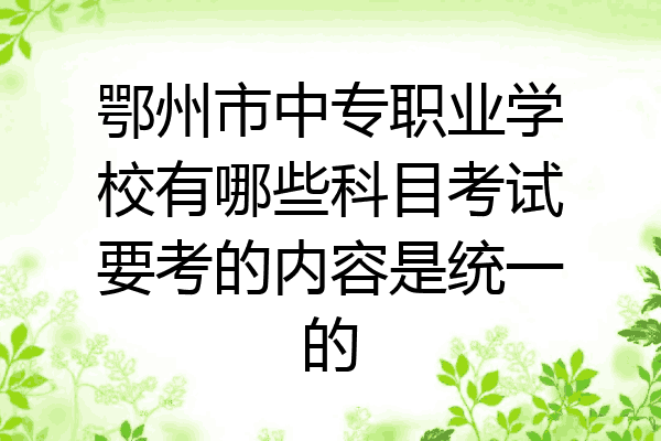 鄂州市中专职业学校有哪些科目考试要考的内容是统一的