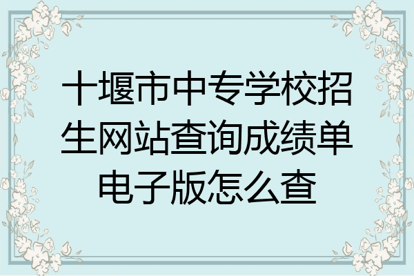 十堰市中专学校招生网站查询成绩单电子版怎么查