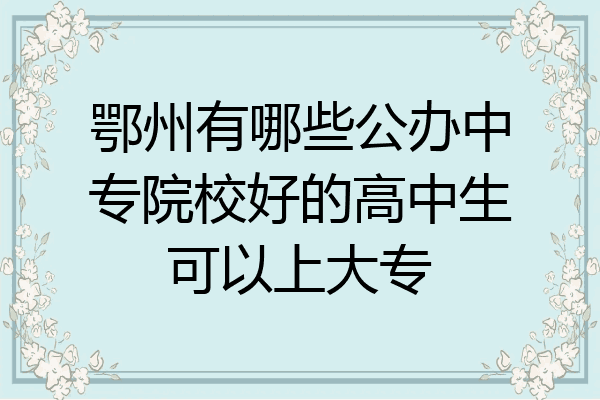 鄂州有哪些公办中专院校好的高中生可以上大专