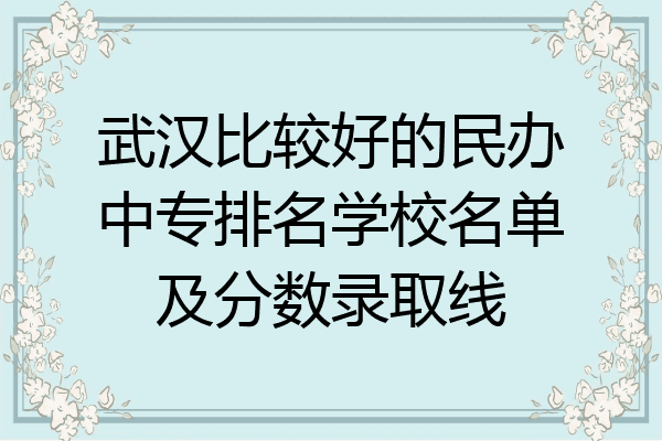 武汉比较好的民办中专排名学校名单及分数录取线