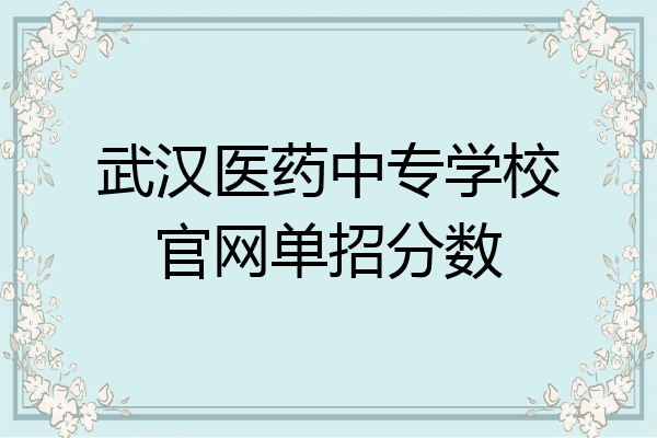 武汉医药中专学校官网单招分数