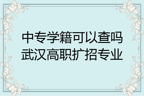 中专学籍可以查吗武汉高职扩招专业