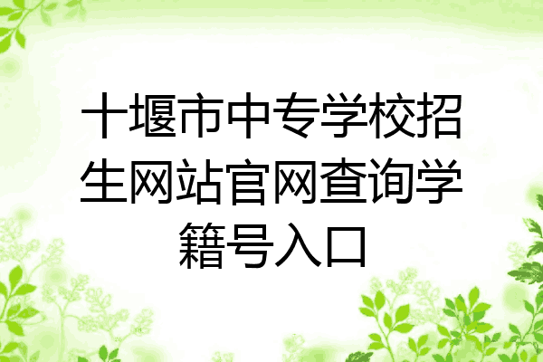 十堰市中专学校招生网站官网查询学籍号入口