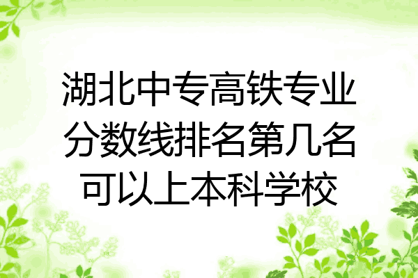 湖北中专高铁专业分数线排名第几名可以上本科学校