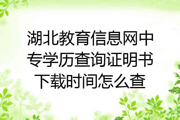 湖北教育信息网中专学历查询证明书下载时间怎么查