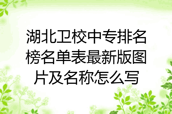 湖北卫校中专排名榜名单表最新版图片及名称怎么写