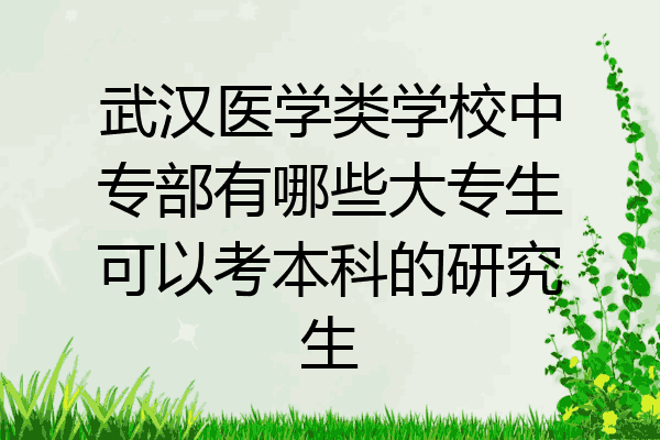 武汉医学类学校中专部有哪些大专生可以考本科的研究生