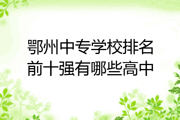 鄂州中专学校排名前十强有哪些高中