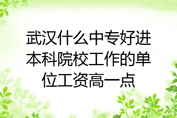 武汉什么中专好进本科院校工作的单位工资高一点