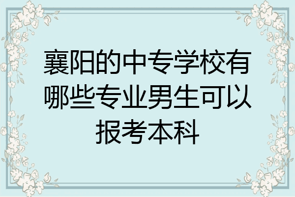 襄阳的中专学校有哪些专业男生可以报考本科