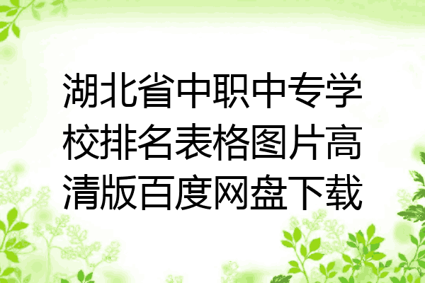 湖北省中职中专学校排名表格图片高清版百度网盘下载