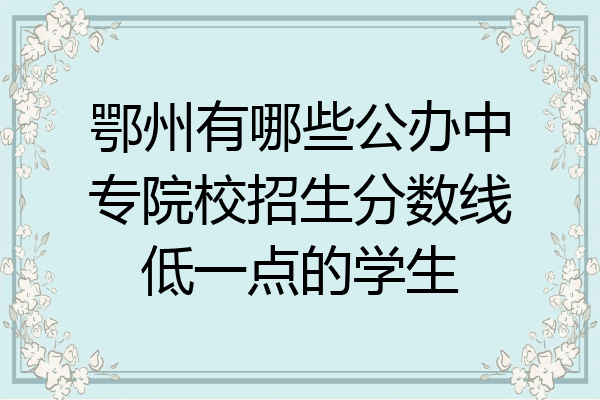 鄂州有哪些公办中专院校招生分数线低一点的学生