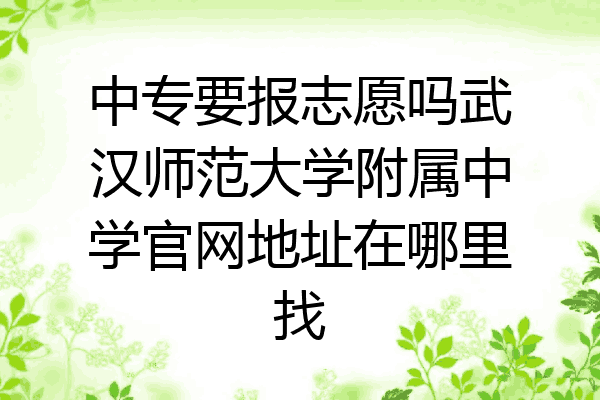 中专要报志愿吗武汉师范大学附属中学官网地址在哪里找