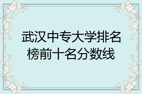 武汉中专大学排名榜前十名分数线