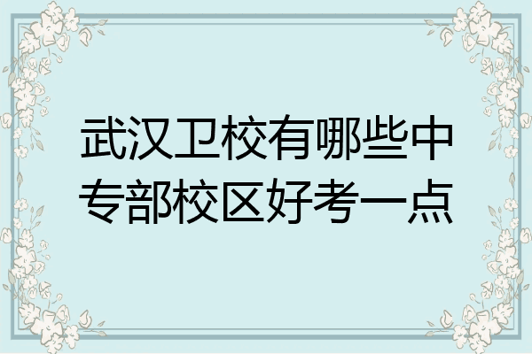 武汉卫校有哪些中专部校区好考一点