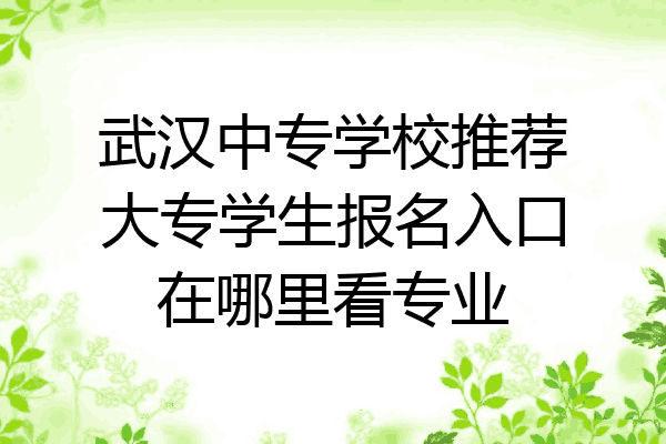 武汉中专学校推荐大专学生报名入口在哪里看专业