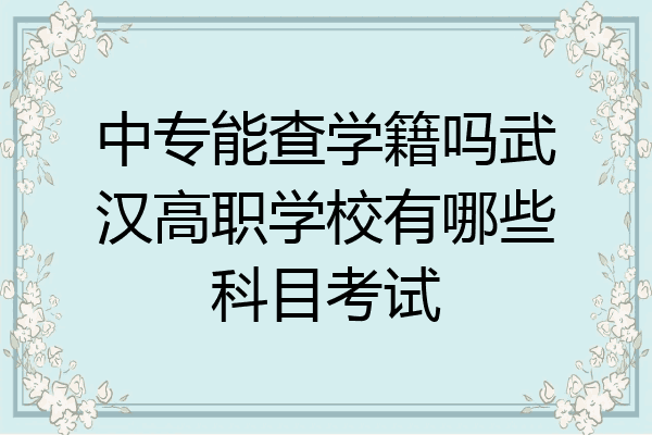 中专能查学籍吗武汉高职学校有哪些科目考试