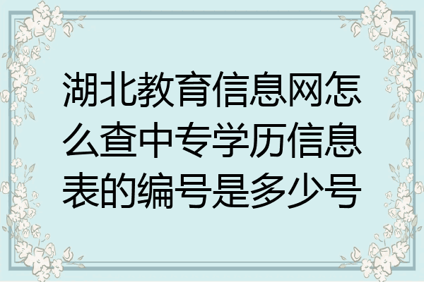 湖北教育信息网怎么查中专学历信息表的编号是多少号