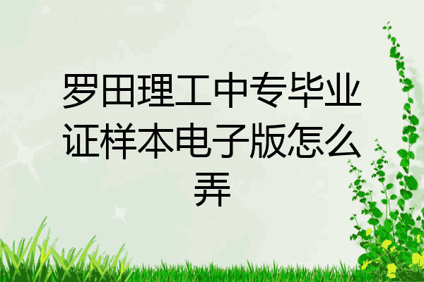 罗田理工中专毕业证样本电子版怎么弄