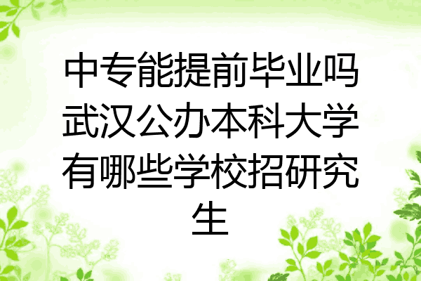 中专能提前毕业吗武汉公办本科大学有哪些学校招研究生