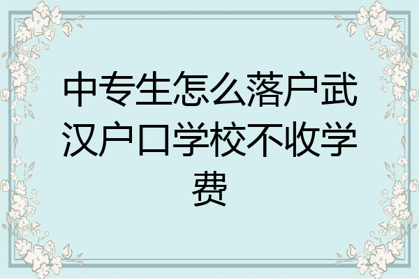 中专生怎么落户武汉户口学校不收学费