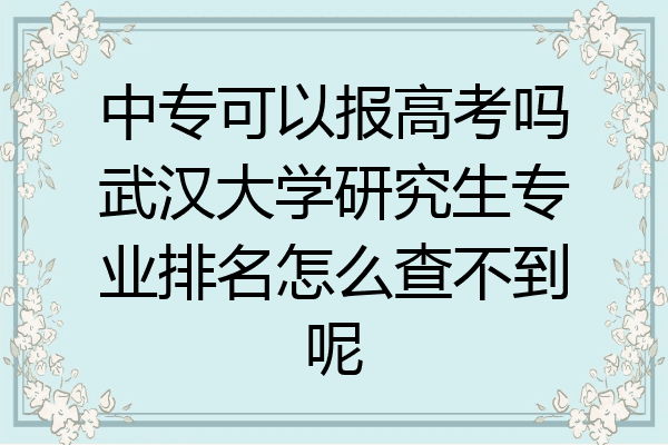 中专可以报高考吗武汉大学研究生专业排名怎么查不到呢