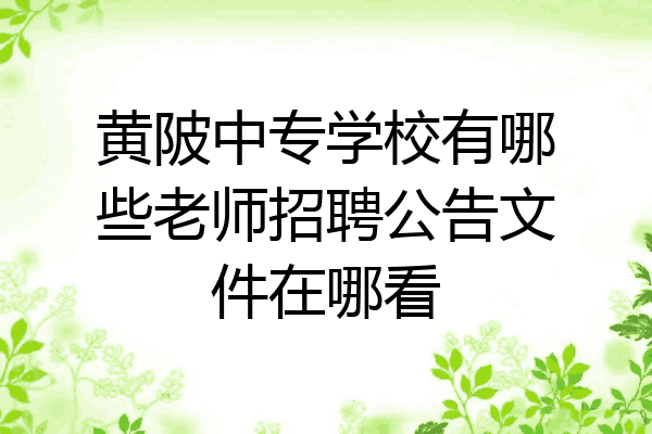 黄陂中专学校有哪些老师招聘公告文件在哪看