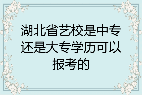 湖北省艺校是中专还是大专学历可以报考的