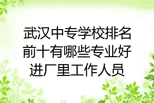 武汉中专学校排名前十有哪些专业好进厂里工作人员