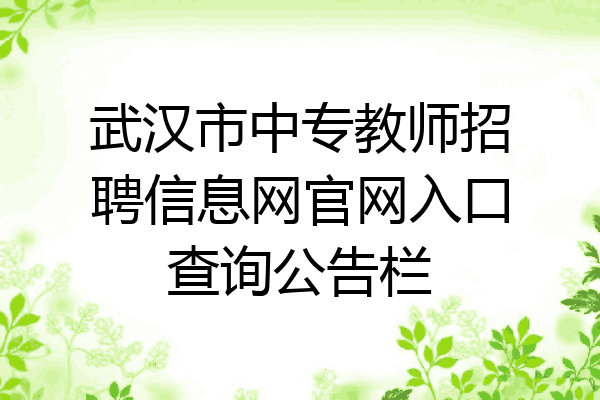 武汉市中专教师招聘信息网官网入口查询公告栏