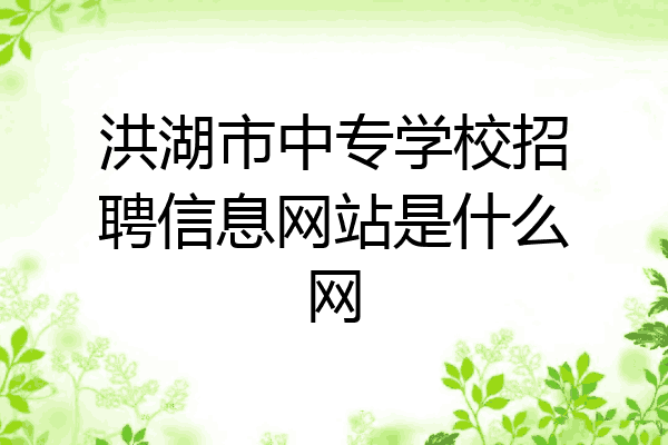 洪湖市中专学校招聘信息网站是什么网