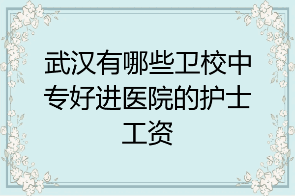 武汉有哪些卫校中专好进医院的护士工资
