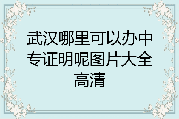 武汉哪里可以办中专证明呢图片大全高清