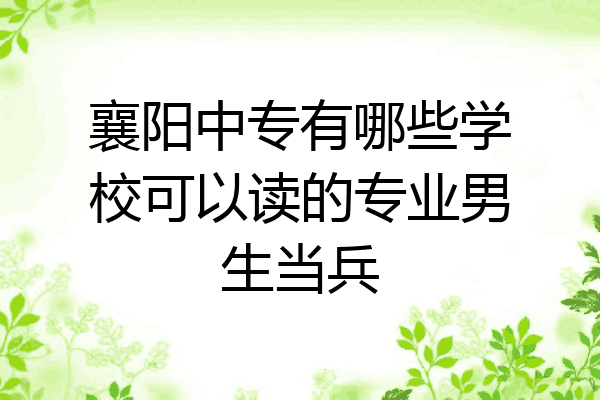 襄阳中专有哪些学校可以读的专业男生当兵