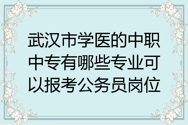 武汉市学医的中职中专有哪些专业可以报考公务员岗位