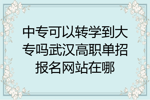 中专可以转学到大专吗武汉高职单招报名网站在哪