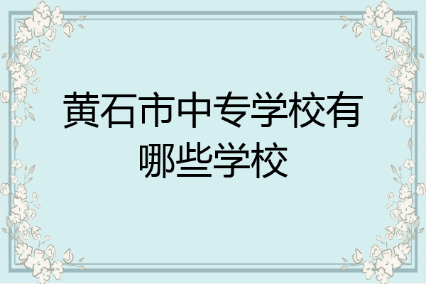 黄石市中专学校有哪些学校