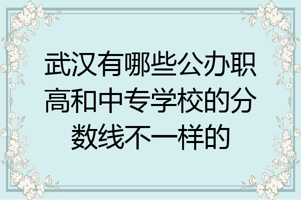 武汉有哪些公办职高和中专学校的分数线不一样的