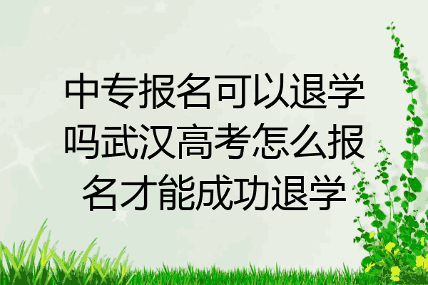 中专报名可以退学吗武汉高考怎么报名才能成功退学