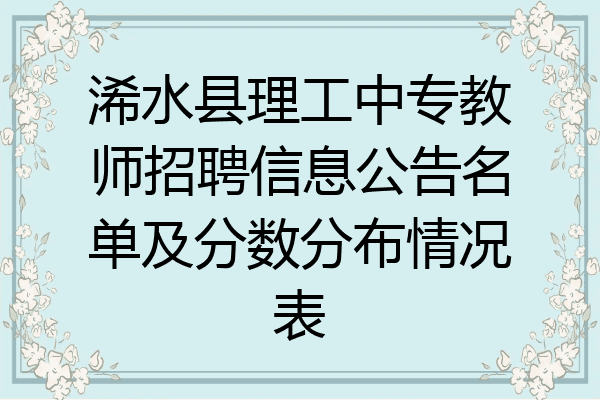 浠水县理工中专教师招聘信息公告名单及分数分布情况表