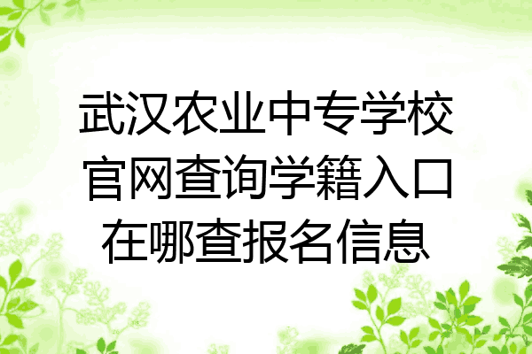 武汉农业中专学校官网查询学籍入口在哪查报名信息